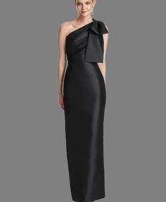 One Shoulder Sleeveless Draped Ankle Length Black Dress – Golden Atelier Necklace With One Shoulder Dress, Black Ankle Length Dress, Bow Dresses, Luxurious Dress, Luxurious Dresses, Floral Prom Dresses, Black Drapes, Ankle Length Dress, Prom Gown