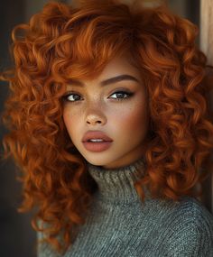 Vibrant Ginger Curls on Natural Hair for Black Women 🌺 Two Tone Hair Color Ideas Black Women Natural Hair, Ginger Woman Art, Orange Hair Dye Ideas, Red Curly Hair Black Women, Ginger Hair Ideas, Natural Hair For Black Women, Ginger Wigs, Curls On Natural Hair, Curl Inspiration