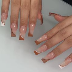 Brown Acrylic Nails, Ombre Acrylic Nails, French Tip Acrylic Nails, Classy Acrylic Nails, Long Acrylic Nails Coffin, Bling Acrylic Nails, Acrylic Nails Coffin Short, Square Acrylic Nails