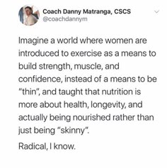 a tweet from coach danny matranga on instagram about the women's health program