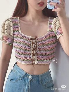 Crochet Sweater Design, Crochet Top Outfit, شال كروشيه, Crochet Ladies Tops, Crochet Tops Free Patterns, Crochet Design Pattern, Crochet Clothing And Accessories, Crochet Fashion Patterns