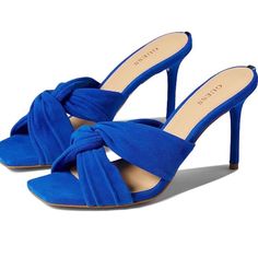 Like New. No Pets. No Smoke Casual Blue Heels Medium Width, Blue Pointed Toe Casual Sandals, Casual Blue Sandals With Wrapped Heel, Casual Blue Pointed Toe Sandals, Casual Blue Sandals With Padded Heel, Blue Synthetic Heels With Wrapped Heel, Casual Blue Heels With Wrapped Heel, Blue Heels With Cushioned Footbed For Spring, Blue Synthetic Sandals With 4-inch Heel