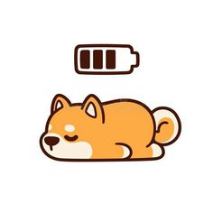 an orange dog sleeping with a battery attached to it royalty illustration