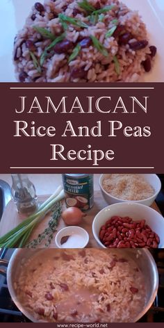 jamaican rice and peas recipe on a white plate