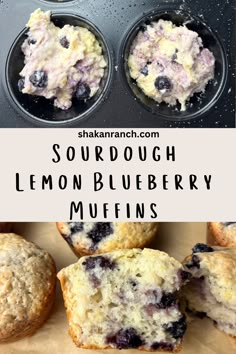 lemon blueberry muffins are in the muffin tin and ready to be eaten