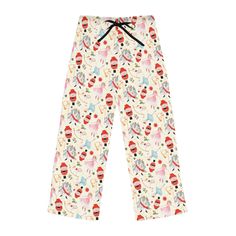 Get into the festive spirit with our Merry Christmas Nutcracker Women's Pajama Pants! These cozy and cheerful pajama bottoms are perfect for snuggling up by the fire, opening presents, or enjoying Christmas morning. Made with soft, breathable fabric, they provide ultimate comfort during the holiday season. The Nutcracker-themed design adds a touch of magic to your Christmas celebrations. Whether you're treating yourself or looking for a thoughtful gift, these pajama pants are a must-have for spreading holiday cheer. .: 100% polyester .: White seam thread .: Light fabric (6 oz/yd² (203 g/m .: Relaxed comfort fit .: Back elastic and black drawstring tie .: Sewn-in care label .: Assembled in the USA from globally sourced parts Christmas Holiday Long Pants Sleepwear, Christmas Holiday Sleepwear With Long Pants, Casual Christmas Bottoms For Sleepovers, Casual Christmas Holiday Pants, Casual Holiday Pants For Christmas, Casual Christmas Holiday Bottoms, White Bottoms For Christmas Holiday, Christmas Loungewear Pants, Holiday Loungewear