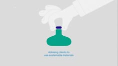 a hand holding a green bottle with the words achieving client's to use australianable materials