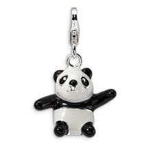 a black and white panda bear charm on a chain