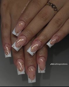 Nail Art Creative, Boring Nails, Hoco Nails, French Tip Acrylic Nails, French Acrylic Nails, Long Acrylic Nails Coffin