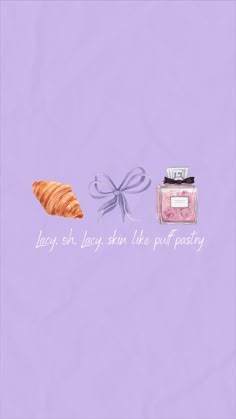 a purple background with an illustration of a croissant and a jar of powder