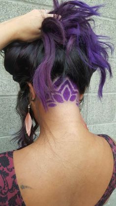 Hairline Tattoos, Undercut Hair Designs, Scalp Tattoo, Shaved Design, Undercut Hairstyles Women, Undercut Long Hair, Half Shaved Hair, Shaved Hair Designs, Shaved Undercut