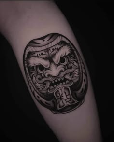 Daruma Doll Tattoo Black And Grey, Daruma Black And Grey, Japanese Daruma Tattoo, Full Arm Tattoo Design