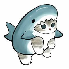 a drawing of a cat in the shape of a shark