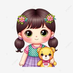 cute cartoon girl with teddy bear Bear Cute Cartoon, Girl With Teddy Bear, Teddy Bear Png, Teddy Girl, Bear Png, Bear Cute, Teddy Bear Girl, Bear Girl, Bear Teddy