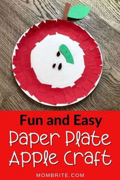 an apple paper plate craft with the words fun and easy to make on it's side