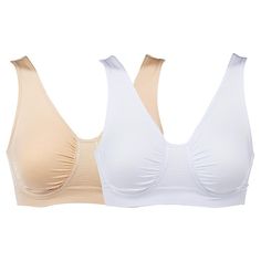 Rhonda Shear 2-pack Ahh Seamless Underwire Bra Why are they called unmentionables? These super-soft, supremely comfortable leisure bras from Rhonda Shear will have you singing their praises from the mountain top (or at least the top of your cul-de-sac) with their underwire support and soft, seamless construction. Full Coverage Medium Support Sports Bra, Sweat Resistant, Luxury Full Coverage Intimates With Built-in Bra, Spring Cream Bra With Built-in Support, Leisure Bra, Underwire Sleepwear With Built-in Bra, Lace Sleepwear With Built-in Underwire Bra, Underwire Bra, Light Beige, Bralette