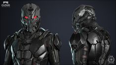 an image of a sci - fi character in armor with red eyes and headgear