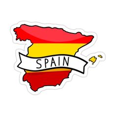 the map of spain with a ribbon around it and an inscription that says spain in spanish