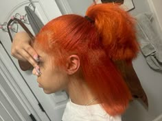 Ginger Orange Blaze Hair Color On Black Women, Red And Ginger Braids, Cute Ginger Hairstyles, Ginger And Blue Hair, Ginger Hair Hairstyles, Ginger Hair Color On Black Women, Hair Dye Orange, Ginger Dyed Hair, Orange Hair Black Women