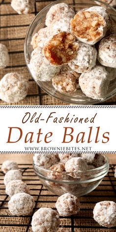 old fashioned date balls in a glass bowl