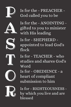 a black and white poster with the words pastor