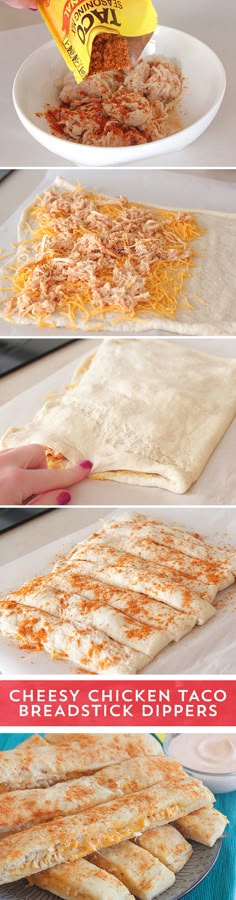 the process of making cheese quesadillas is shown here