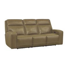 the reclining sofa has two seats and one arm rests on it's back