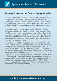 the personal statement for scholarship application is shown in this screenshoter's image