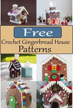 crochet gingerbread house patterns with text overlay