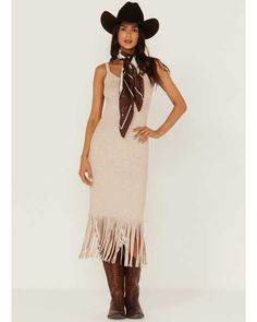 Idyllwind Womens Jewel Street Knit Fringe Dress, Oatmeal Modern Western Wear For Women, Cowboy Boot And Dress Outfit, Southwestern Outfits For Women, Elevated Western Fashion, Western Wedding Outfits Women, Western Dresses With Boots, Western Chic Outfits Dressy, Formal Western Wear Woman, Cowboy Chic Outfit