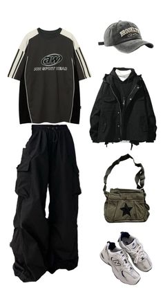 Best Tomboy Outfits, Tomboy Autumn Outfits, Tomboy Streetwear Outfits, Tomboy School Outfits, Goth Tomboy Outfit, Outfit For Tomboy, Outfits Aesthetic Black Woman, Cute Outfits Tomboy, Edgy Clothing Style