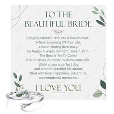 a card with two wedding rings on it and the words i love you written below