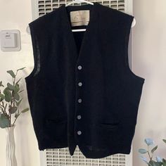 Brand New Buttoned Wool Vest. Vintage Black Sweater Vest, Wool Vest, Vintage Jackets, Black Sweater, Vintage Jacket, Sweater Vest, Black Sweaters, Vintage Black, Vintage Ladies