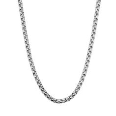 "Enhance your style with this bold men's stainless steel chain necklace. NECKLACE DETAILS Chain length: 24 in. Width: 3 mm Chain type: box Clasp: lobster-claw Metal: stainless steel Finish: polished Packaging: boxed Size: 24"". Color: Silver. Gender: male. Age Group: adult." Kohls Jewelry, Stainless Steel Chain Necklace, Box Chain Necklace, Box Clasp, Silver Box, Necklace Size, Stainless Steel Necklace, Chains For Men, Box Chain