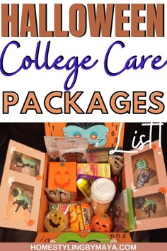 the college care packages are filled with candy and candies to be eaten for halloween