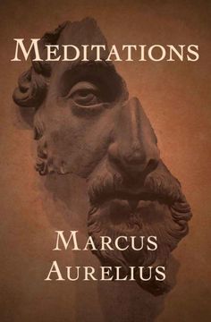 the book cover for meditations by marcus aurelius, with an image of a man's face