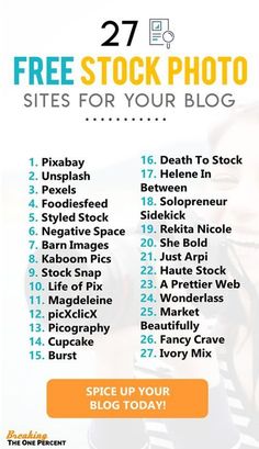 a poster with the words free stock photo sites for your blog