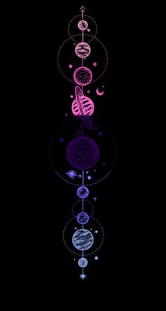 an image of the solar system in purple and pink