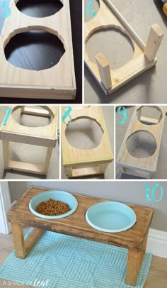 step by step instructions on how to make an elevated dog bowl stand for your pet