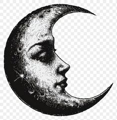 a drawing of a woman's face on the moon