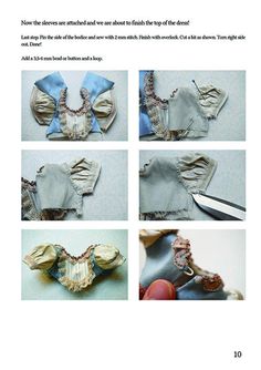 the instructions for how to sew an origami doll's clothes and accessories