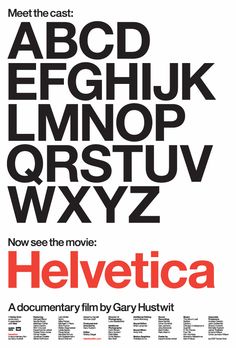 a poster with the words helvetica written in different font styles and colors