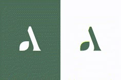 two different logos with the letter a and d in white, green and grey colors