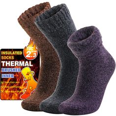 PRICES MAY VARY. 【Thermal Material】Welwoos winter heated socks are made of 92% Acrylic, 7% Polyester, 1% Spandex, which have thick layers, warm brush, comfortable touching and no itching issues. There are 3 pairs warm winter socks in one pack for men & women. 【Sizes】We offer 2 sizes as options, Medium and Large. Medium size fits for US mens shoe size 5-9 / womens shoe size 6-10. Large size fits for US mens shoe size 9-12 / US womens shoe size 11-13. The warm insulated socks can fit different peo Comfortable Warm Socks One Size, Cheap Snug Winter Socks, Non-slip Winter Socks, Cheap Men's Winter Socks, Non-slip Winter Socks For Outdoor, Heated Socks, Size 11 Women Shoes, Ski Socks, Winter Socks