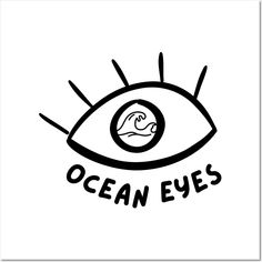 an eye with the words ocean eyes in black and white, on a white background