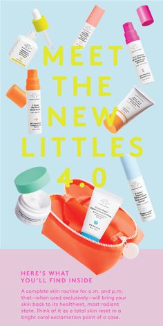 an advertisement with the words meet the new littles 40 on it and various products