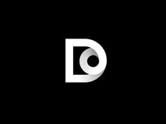 the letter d is cut in half and placed on top of a black background with white letters