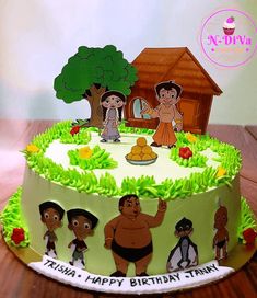 Cartoon Theme Cake For Boys, Chotta Bheem Cake, Chhota Bheem Cake, Chota Bheem Cake, Chota Bheem, Chhota Bheem, Cake Designs For Boy, Cartoon Birthday Cake, Barbie Birthday Cake