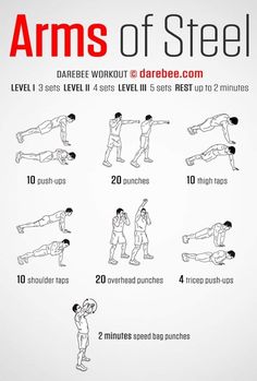 the arm workout chart shows how to do an arm - mounted dumbbell exercise for beginners