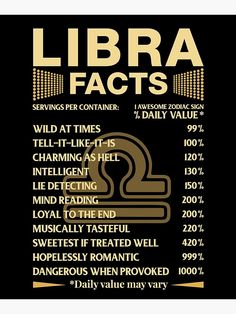 a poster with the words libra fact on it's front and back side